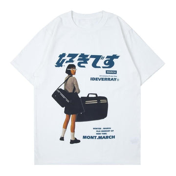 Wiaofellas Hip Hop Streetwear Y2k Tshirt Girl Japanese Kanji Print Oversized T Shirt Harajuku Summer Mens Short Cotton Sleeve Tops